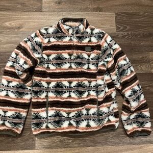 ☀️Hurley Kids Striped Fleece Jacket - Brown, Black, White . NWOT☀️